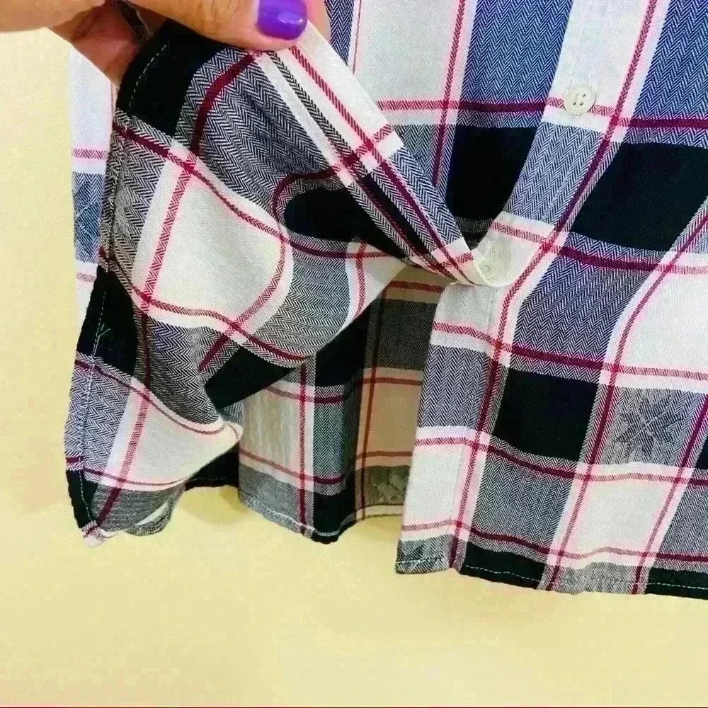 Talbots Snowflake Plaid Soft Button Down Rayon Li… - image 7